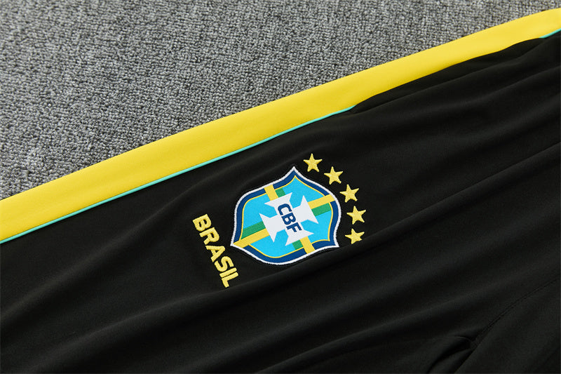 2026 Brazil Green And Black 1/4 Zip Tracksuit