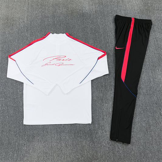 26/27 PSG White, Black And Red 1/4 Zip Tracksuit