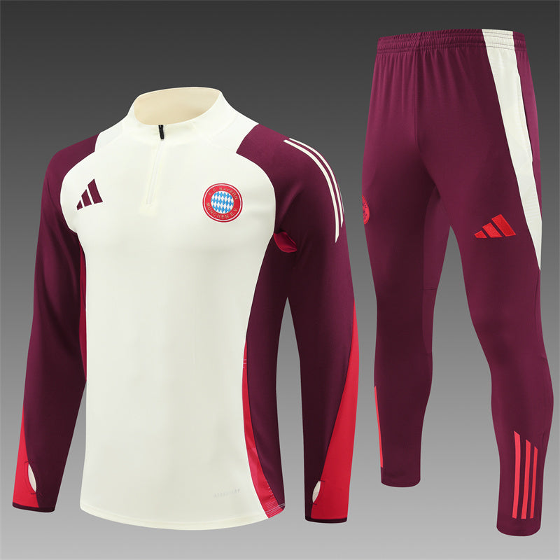 24/25 FC Bayern Munich Red And Cream 1/4 Zip Tracksuit