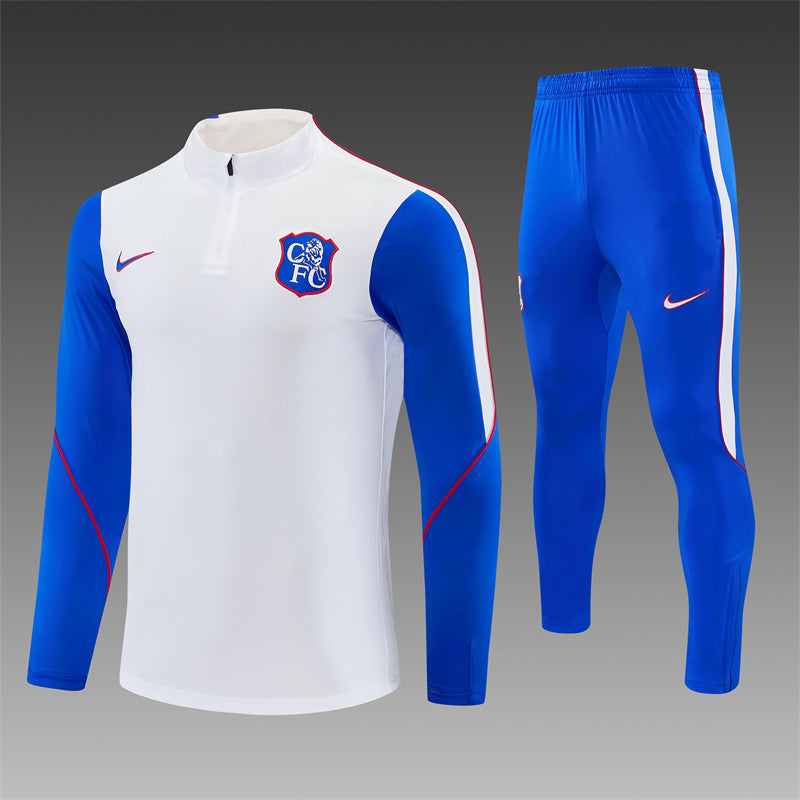 26/27 Chelsea FC White and Blue 1/4 Zip Tracksuit