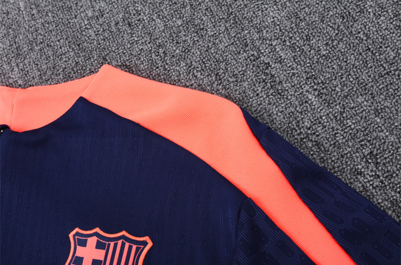 24/25 FC Barcelona Navy And Orange 1/4 Zip Tracksuit