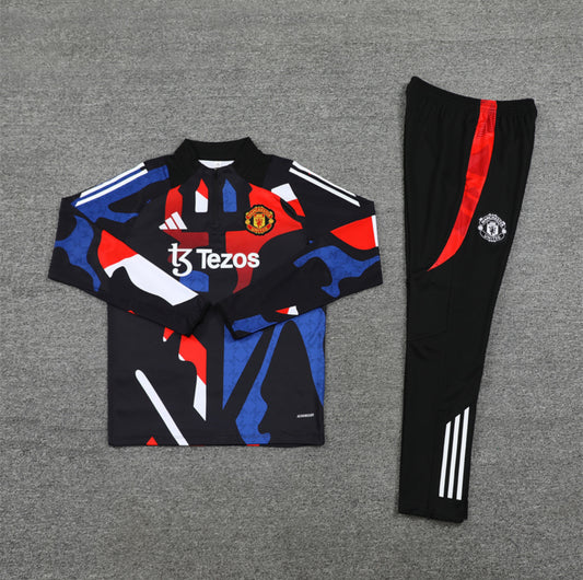 24/25 Manchester United Red, Black And Blue 1/4 Zip Tracksuit
