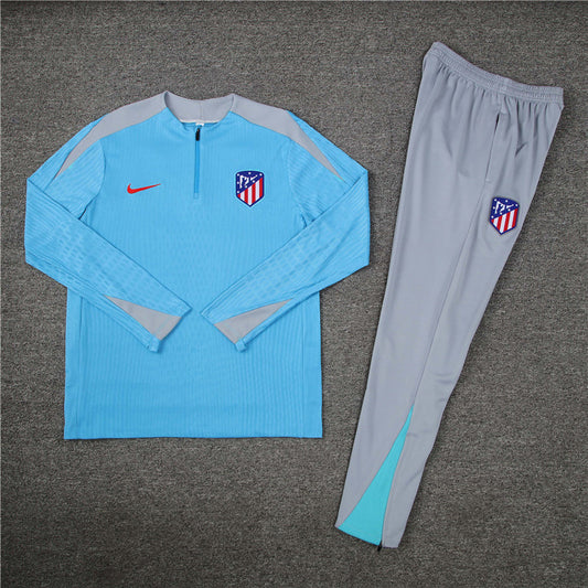 24/25 Atletico Madrid Light Blue And Grey 1/4 Zip Tracksuit