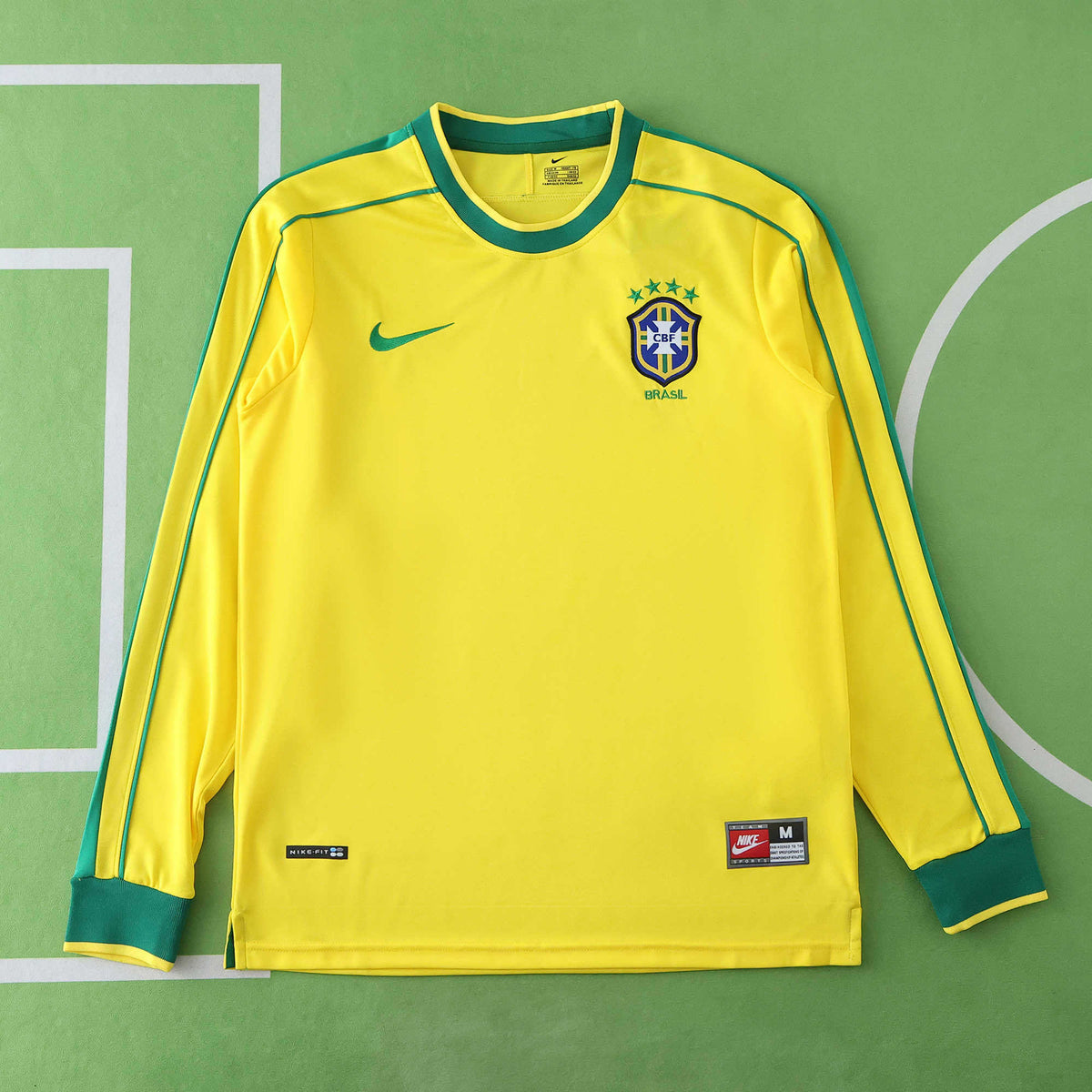 1998 Brazil Retro Home Jersey (Long Sleeved)