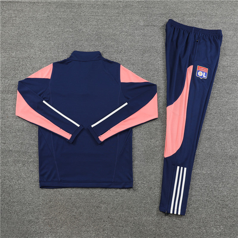 23/24 Olympic Lyon Blue And Pink 1/4 Zip Tracksuit
