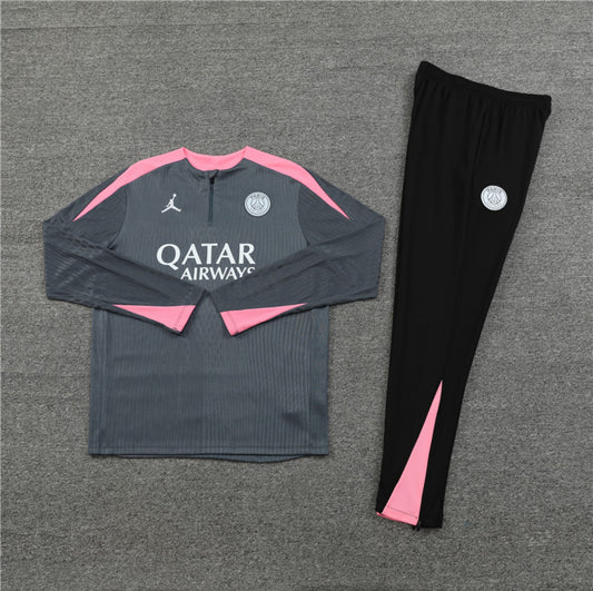24/25 Jordan x PSG Grey And Pink 1/4 Zip Tracksuit
