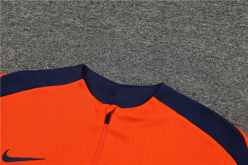 2025 Netherlands Orange And Blue 1/4 Zip Tracksuit