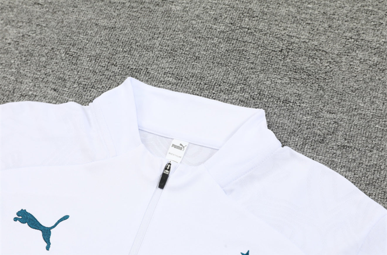 24/25 Marseille White And Blue 1/4 Zip Tracksuit