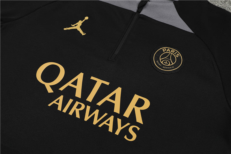23/24 Jordan x PSG Black And Gold 1/4 Tracksuit