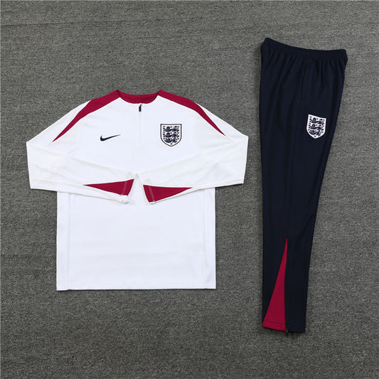 2025 England White, Red And Blue 1/4 Zip Tracksuit