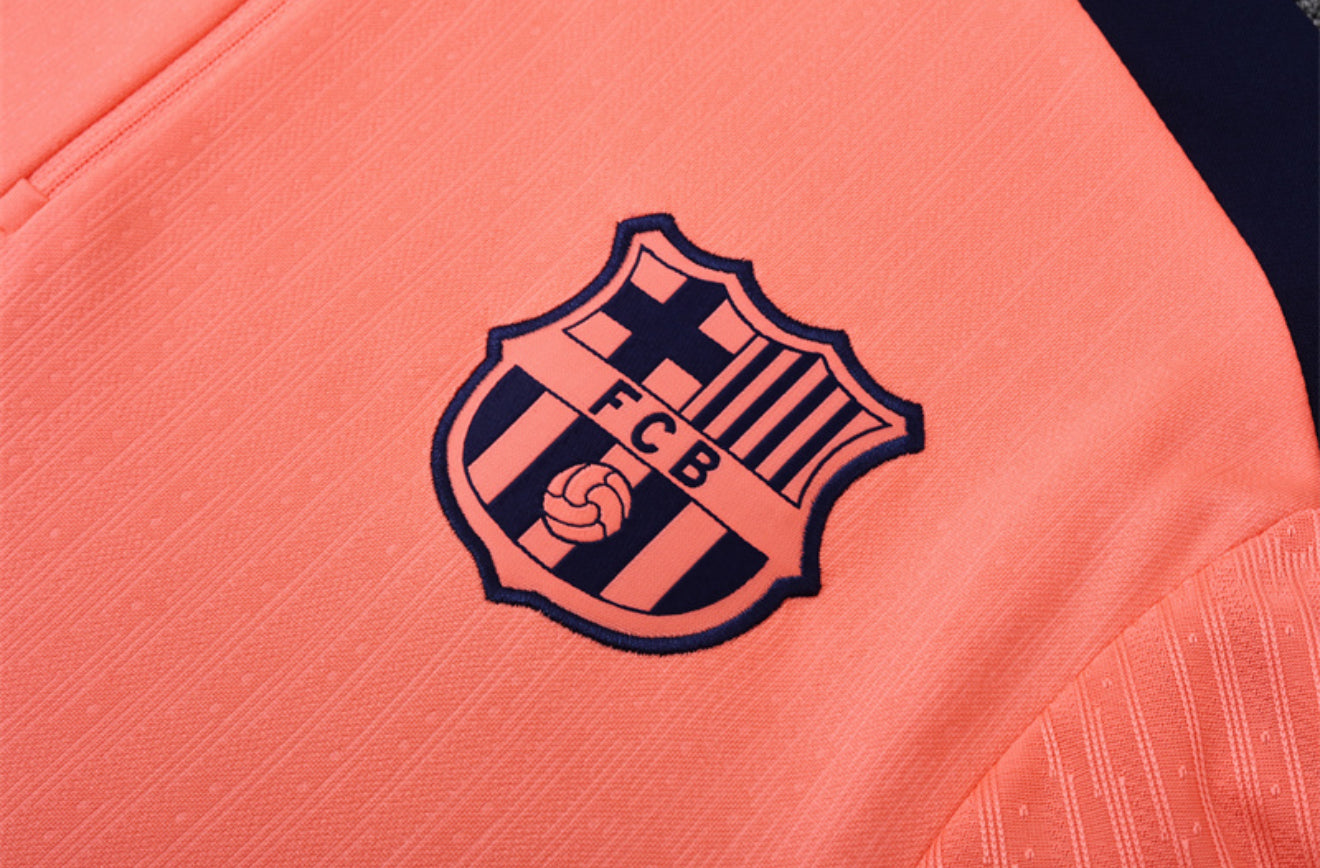 24/25 FC Barcelona Orange And Navy 1/4 Zip Tracksuit