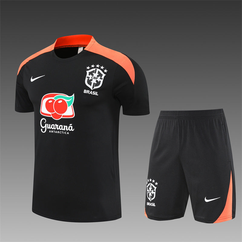 Brazil Black/Orange Shorts Training Set