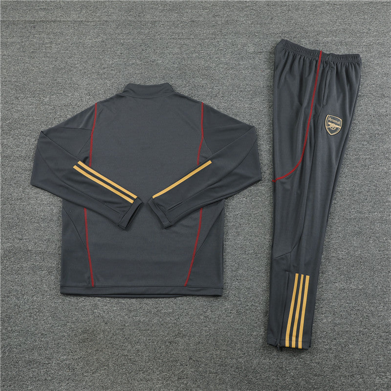 23/24 Arsenal FC Dark Grey And Gold 1/4 Zip Tracksuit