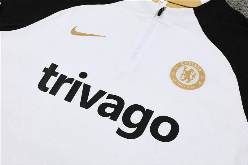 23/24 Chelsea FC White And Black 1/4 Zip Tracksuit
