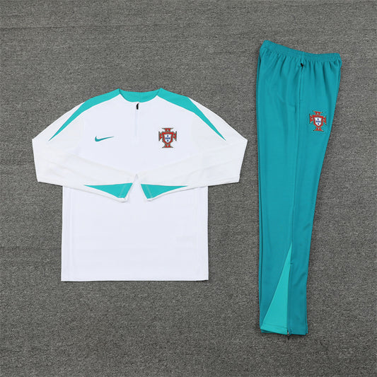 2025 Portugal White And Green 1/4 Zip Tracksuit