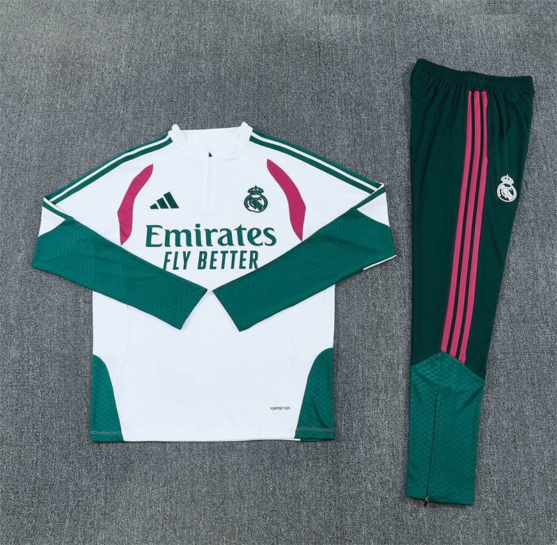 Real Madrid White And Green 1/4 Zip Tracksuit