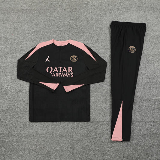 24/25 Jordan x PSG Black And Salmon Pink 1/4 Zip Tracksuit
