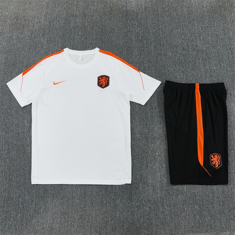 Netherlands White/Orange/Black Shorts Training Set
