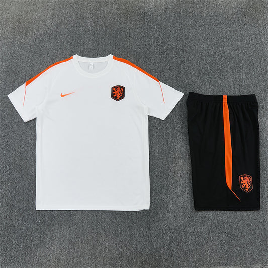 Netherlands White/Orange/Black Shorts Training Set