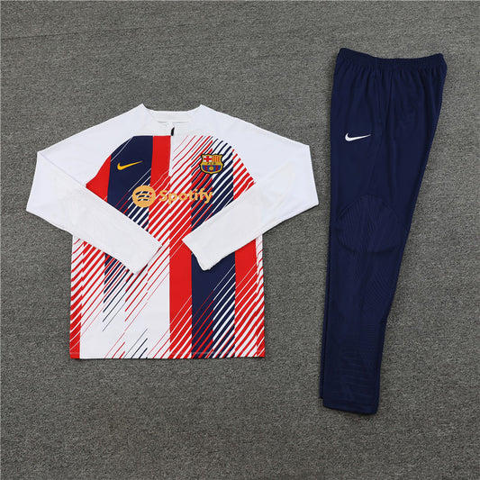 23/24 FC Barcelona White, Red And Blue 1/4 Zip Tracksuit