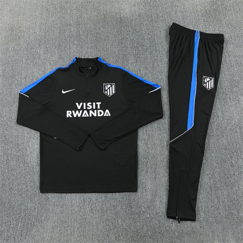 Atletico Madrid Black And Blue 1/4 Zip Tracksuit